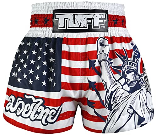 Tuff Sport Muay Thai Shorts Boxing Shorts Nation MMA Kickboxing Traditional Style (TUF-MS662-NVB, XL)