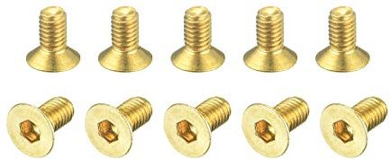 sourcing map 24 Stück Senkkopf-Innensechskantschrauben Flachkopf Kopfschraube M3-0,5x6mm Messing Innensechskantantrieb