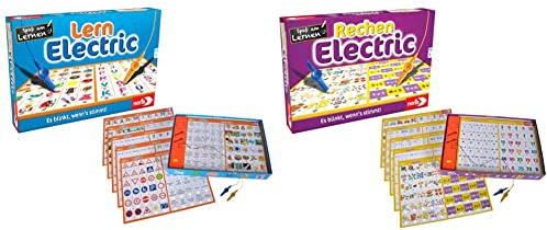 Noris 606013711 Lern Electric Der Lernspiel-Klassiker was passt zusammen, ab 6 Jahren & 606013721 Rechen Electric, Der Lernspiel-Klassiker, was passt zusammen, Es blinkt, wenn's stimmt, ab 6 Jahren