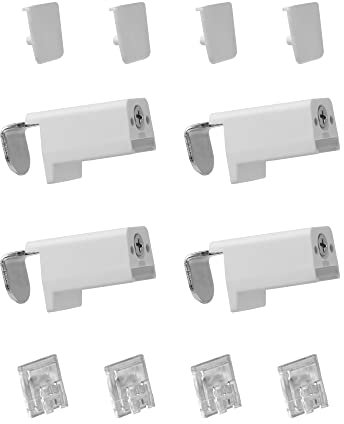 Estika Flat Premium Klemmfix für Plissee ohne Bohren - 8 Stück - Weiß - Bruchfeste Klemmhalter, Halterung