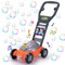 LKFDTW Bubble Lawn Mower for Kids Toddlers, Outdoor Garden Bubble Lawnmower Machine with Music Soapy Solution, Outside Bubble Maker Push Along Toy for Baby Boys Girls Children Age 3+ (Orange)