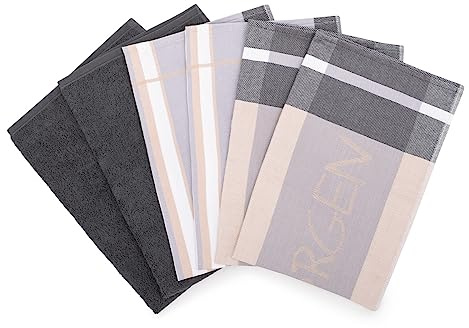 Ross - Exclusiv - 4 X Geschirr- 2 X Küchentuch im Set (Anthrazit)