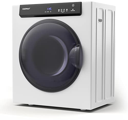 COSTWAY 4KG Vented Tumble Dryer, 1400W Freestanding Front Tumble Dryer with 3 Heating Settings, ECO & IHS Mode, 200mins Timer, Stainless Steel Tub, Overheat Protection, Compact Clothes Dryer Machine
