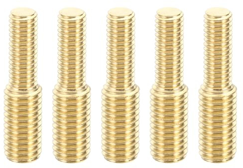 PATIKIL M6x1 auf M8x1.25 Doppelend Gewindebolzen Schraube Bolzen 5 Pack Messing Stab Bolzen Gewinde Reduzier Adapter für Möbel Hardware 32mm Lang
