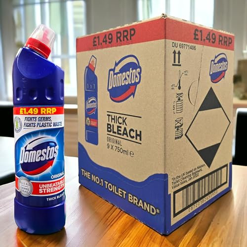 Krishna Stores Limited Domestos Thick Bleach Original Blue Eliminates 99.9% of Bacteria and Viruses 9x 750ml