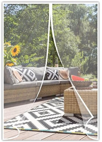 Fliegengitter Balkontür 90x210cm, Fliegengitter Moskitonetz Tür, Weiß Magnet Vorhang, Insektenschutz für Balkontür, Kellertür und Terrassentür