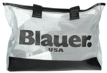 Blauer Handtasche S4KARA06/MES Reißverschluss und Doppelgriff Abmessungen: 40x30x10 cm (HxBxT) cm, Weiß