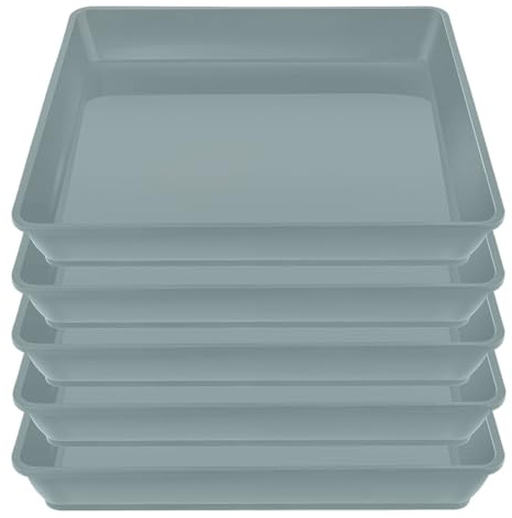 Qinlenyan 5Pack Square Plant Saucer Drip Tray 10 12 inch Flower Pot Saucers Plastic Plant Trays for Indoor Outdoor Plants,Catch Excess Water and Soil Grey 12Inch