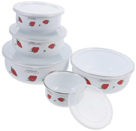 GRADENEVE Contenitore Smaltato Per Alimenti In Ciotola Da 5 Pezzi Con Coperchio