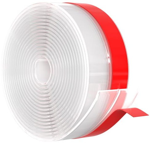 【2026 New Upgrade】 Wide Silicone Weather Stripping Door Seal with Strong Adhesive 2 x 20 ft, Draft Stopper Tape for Door Frame, Side and Bottom Gaps Strip for Glass Shower, Transparent