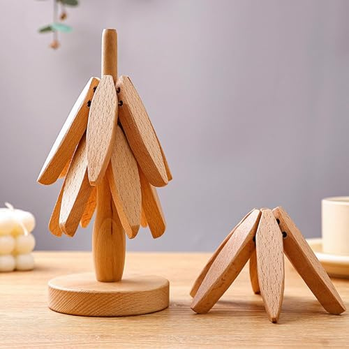 Sottopentola in Legno per Piatti Caldi e Teiera | Antiscottatura a Forma di Albero | Decorazione da Tavolo