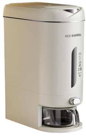 Müslidispenser, rivdispenser, 10 l/20 l, stor flingdispenser, förseglad rice dispenser med lock, flingdispenser, spannmålsdispenser, risdispenser, spannmålsförvaring, rismätskedispenser för korn
