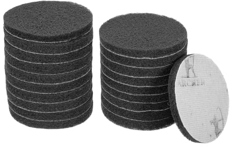 sourcing map 20pcs Scrubber Scouring Pads 800 Grits 4 Inch Drill Power Brush Hoop and Loop Surface Conditioning Disc Drill Scuffing Disc Scrub Pads for Home Kitchen Cleaning, Grey