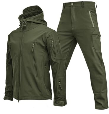 Oanviso Herren Trainingsanzüge Tactical Militär Kleidung Kriegsspiel Taktisch Uniform Warm Winter Windjacke und Cargo Hose Outfit Jagdbekleidung Mode Schießen Set C Armeegrün L
