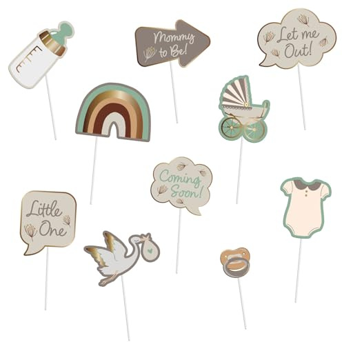 Folat 25020 Decoraciones De Baby Shower - Set de fotomatón - Blooming Little One - 10 piezas - Decoraciones de revelación de género