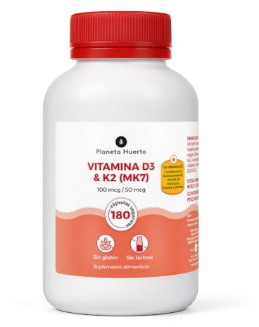 PLANETA HUERTO | Vitamina D3 & K2 Mk7 180 Capsulas