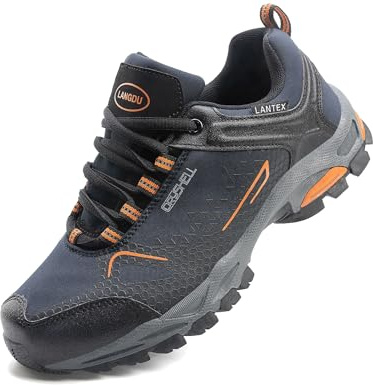 LANGDU Chaussures de Randonnée Homme Trekking Femme Bottines Voyages Promenades Antidérapant Sneakers Taille 38-46 EU (Bleu,46EU)