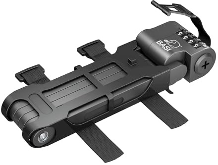 BASI | Tôle pliable avec code numérique à 4 chiffres avec support | 6 articulations en acier trempé | Longueur 95 cm | Antivol de vélo, antivol de vélo, serrure de vélo électrique, antivol de moto