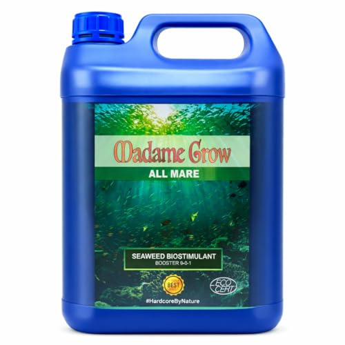 Madame Grow – Organischer Flüssigdünger – Nährstoffverstärker – Basierend auf einzelligen Süßwasseralgen – Verhindert phänologischen Stress – Booster 0-0-1 – All Mare 5 L-Format