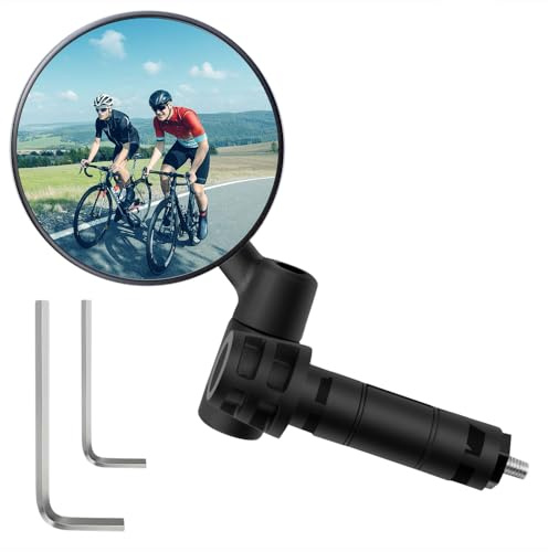 Miroirs de Vélo, gauche 1pcs rétroviseur universel E-Bike, rétroviseur de vélo réglable à 360°, guidon 16,8-20mm, rétroviseur rotatif rétroviseur de guidon pour vélo de course vélos de montagne