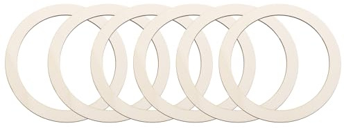 sourcing map Lot de 6 anneaux en bois brut naturel de 12,4 cm de forme ronde et plate pour cadres, projets de bricolage, peinture, décoration d'intérieur