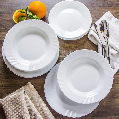 mille idee 12 piatti piatto bianco 6 piani 6 fondi Vetro opale temperato utilizzabile nel forno a microonde