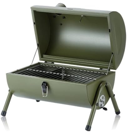 Barbecue à Charbon de Bois d'extérieur, Barbecue à Charbon Portable avec Couvercle et poignée, Barbecue Pliable pour Cuisine en Plein air, Camping, Pique-Nique, Barbecue (Gris)