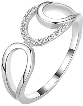 Moissanite Ring Eternity, Trauringe Weißgold 585 14K Gold Ausgehöhlter Wassertropfen für Verlobung Hochzeit Größe 50 (15.9)