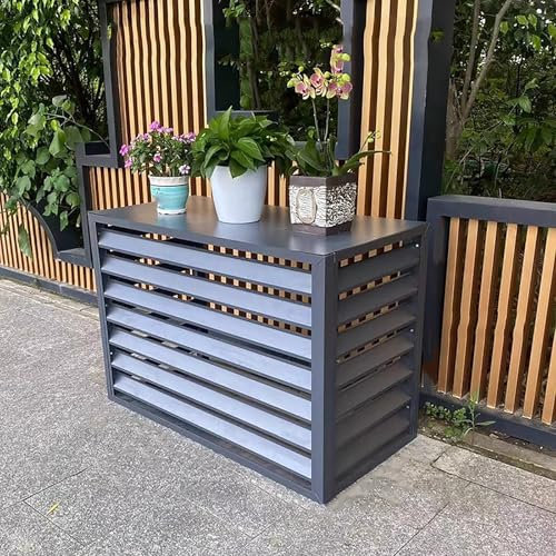 Pucaru Versteckter Klimaanlagenzaun, Freistehender Raumteiler Mit Jalousien, Aluminium, Winddicht, Schützt Die Außeneinheit Der Klimaanlage(Grey,100 * 50 * 70cm)