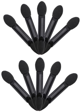 MUSISALY Disposable Dual Sided Eyeshadow Brush Sponge Applicators 10pcs Black Oval Makeup Tool for Precision Eye Shadow Application
