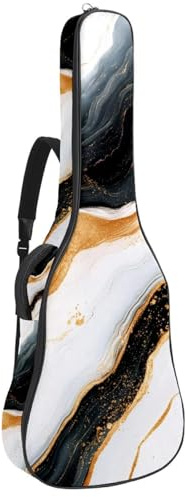 KengjuTesu 43 Zoll Akustikgitarre Softcase mit Rucksackgurt und 2 Taschen Marmor Muster Keine Polsterung Rucksack Wasserdicht Oxford Tuch Bassgitarre Gigbag für Konzertgitarre, Mehrfarbig 1