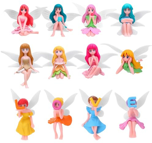 Meng Jiaran 12pcs Fairies for Fairy Gardens, Fairy Garden Accessories | Outdoor Miniature Ornaments Figurines, Ideal for Micro Landscape Succulents Home Decoration Diy Craft
