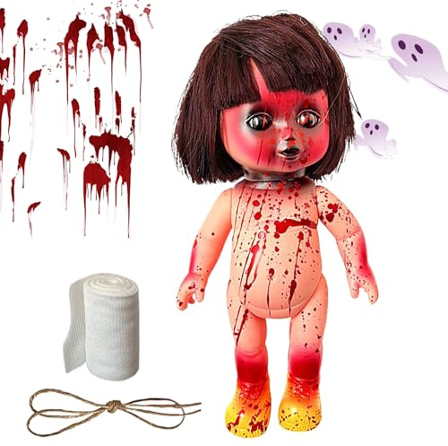 Dottduya Horrorpuppen,Unheimliche Babypuppe Halloween-Dekoration - Für Innen Außen Haus Garten Party Geisterhaus Dekoration