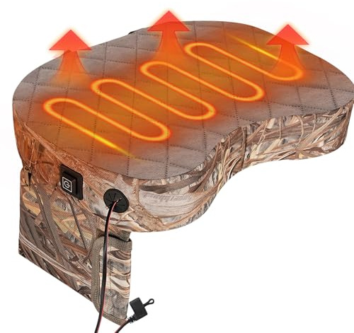 Cufaee Cuscino di sedile riscaldato, tessuto oxford 600D, cotone perla, sedile stadio riscaldato in pelle scamosciata, cuscinetto da sedia a 3 livelli per il campeggio all'aperto