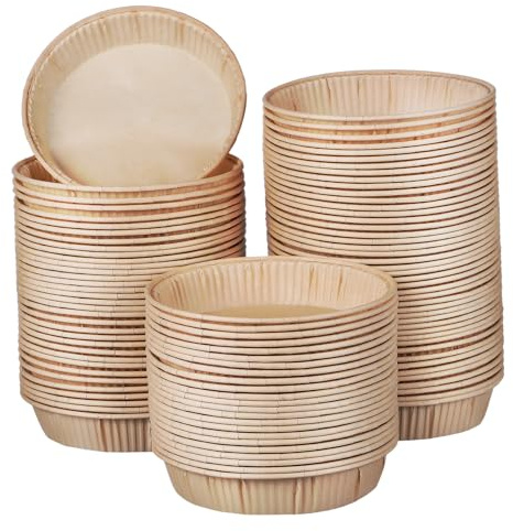 TOPPERFUN 100 Pcs Mini Tart Pans with Raised Edges Small Round Bottom Baking Containers Oven and Microwave Safe Grease for Tarts Pies Quiches and Individual Desserts