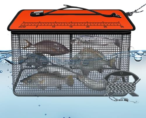 Qkbuza Piège à Poisson Pliable | Panier À Poissons Portable Réfléchissant | Piège De Stockage Renforcé pour Prises Vivantes en Eau Douce Et Salée sur