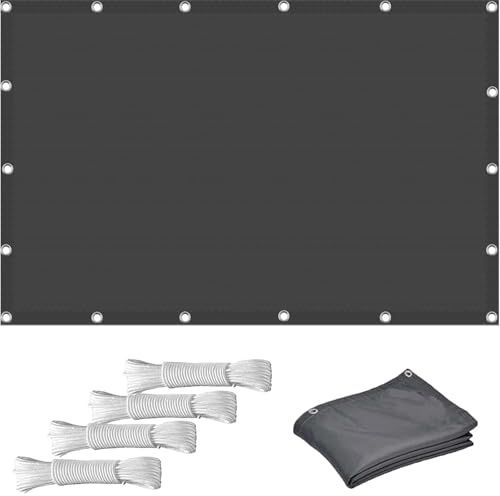 Valla de privacidad gris oscuro, 2,1 x 4,5 m, resistente a los rayos UV, protección contra el calor y la humedad, se vende por metros, ideal para camping, albercas, toldo, lona con ojales