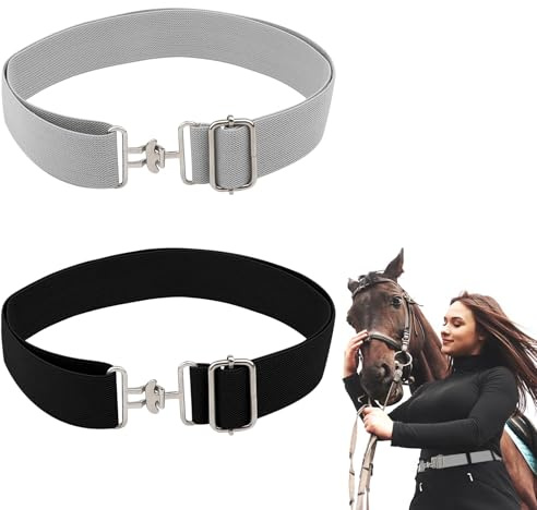 Nexlynk 2 st 3,8 cm elastiska ridbälten justerbart ridbälte med surcingle Buckle stretch hästridning midjerem engelskt ridbälte för kvinnor ridsport
