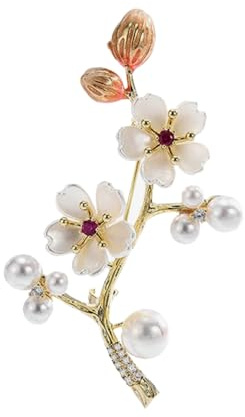 Broche en forme de fleur de prunier antique en forme de coquillage - Accessoire polyvalent pour écharpes - Cadeau tendance chinois antique