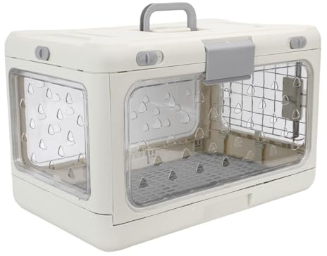 NOENNULL Große, Faltbare Katzenbox aus Kunststoff für Reisen, Tragbare Katzentransportbox, Transparente Reise-Haustiertransportbox für Flugzeug, Auto, Entworfen für Viel Platz,