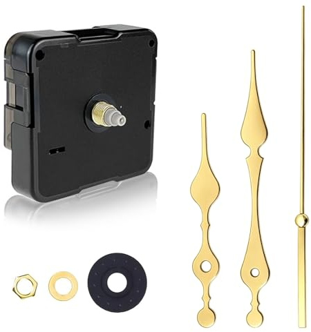 Hiacinto Lautlos Quarz Uhrwerk für Wanduhr mit Zeiger - 24mm Uhrwerke 23.5mm Schaft, 15mm Gewindelänge, Passend für Uhrenplatten Dicke 8-12mm, für Ersatz Zubehör zum Basteln/Reparieren