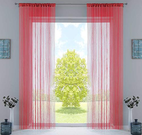 Gardinenbox 20303CN2 Lot de 2 Rideaux à Fils Rouge 250 x 140 cm