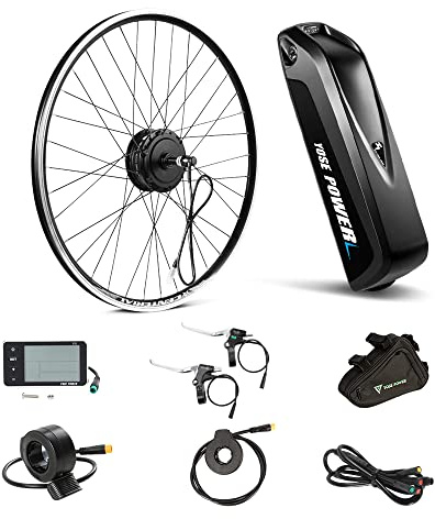 YOSE POWER 26''/27,5''/28 Ebike Umbausatz 36V 250W/350W Heckmoter Elektrofahrrad Conversion Kit für Schraubritzel Freewheel mit Integrierte Controller Hailong 36V 13Ah/18Ah Batterie