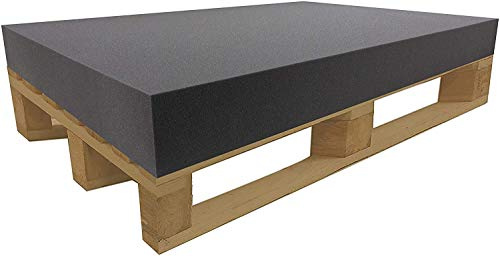 Dibapur Palettenkissen Matratzenkissen Anthrazit/Schwarz Schaumstoff für Europalette - RG29/44 - Hundekissen (120x80x12 cm)