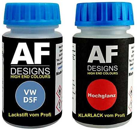 Alex Flittner Designs Lackstift-Set für VW D5F LD5F Blue Dusk Metallic | Lackstift Set geeignet für Farbcode: D5F und Farbname: LD5F Blue Dusk Metallic