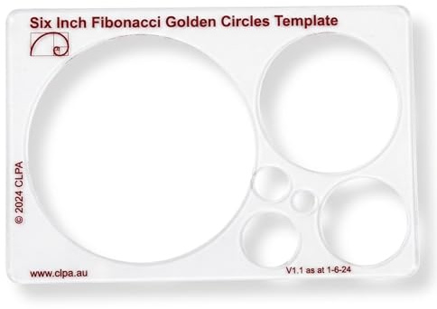 6 Circle Stencil Template — Golden Ratio Tool for Drawing — Fibonacci Template — Geometric Stencil for Art, Drafting and Quilting — Clear PETG — Made in Australia