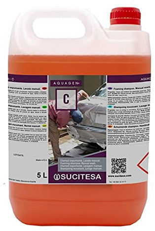 Sucitesa AQUAGEN C. Champú espumante para el lavado manual de coches y vehículos. Garrafa de 5 litros