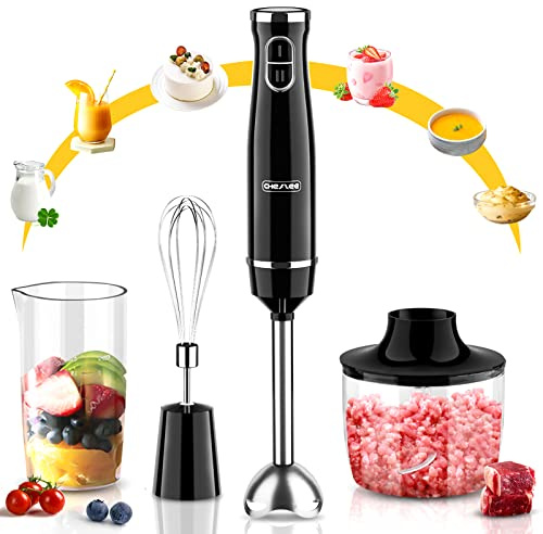 Cheflee Mixeur Plongeant 5 En 1, Mixeur Plongeant Professionnel, Mixeur éLectrique, Hachoir Pour Faire Des Smoothies, PuréE Mixer