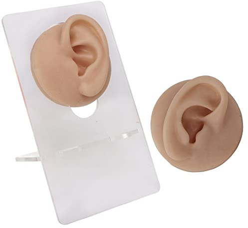 Mjuk Silikon öronmodell, Återanvända örondisplayer Mögel Professionellt Verktyg För öronpiercing Verktyg För Säkerhetspiercing För Piercingövning Av örhängen, Olika Hudfärg (Mörk hudfärg)