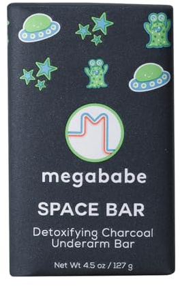 Megababe Underarm Bar Soap - Space Bar | With Detoxifying Charcoal for Odor Control | 4.5 oz